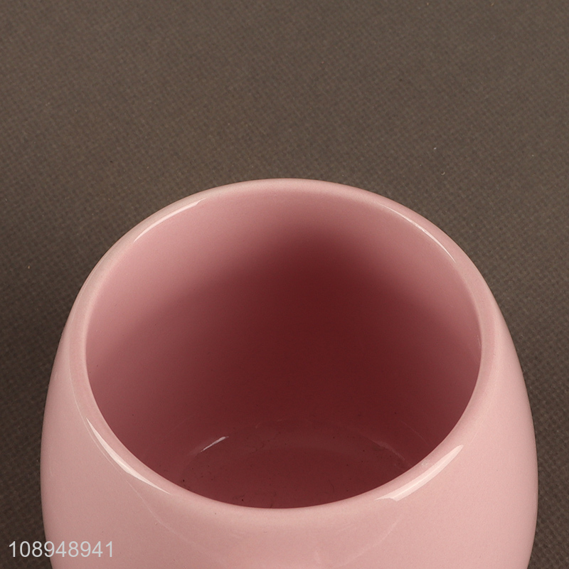 Low price pink ceramic water cup drinking cup with handle