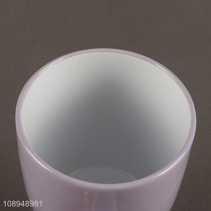 Hot selling purple ceramic water cup tea cup with handle