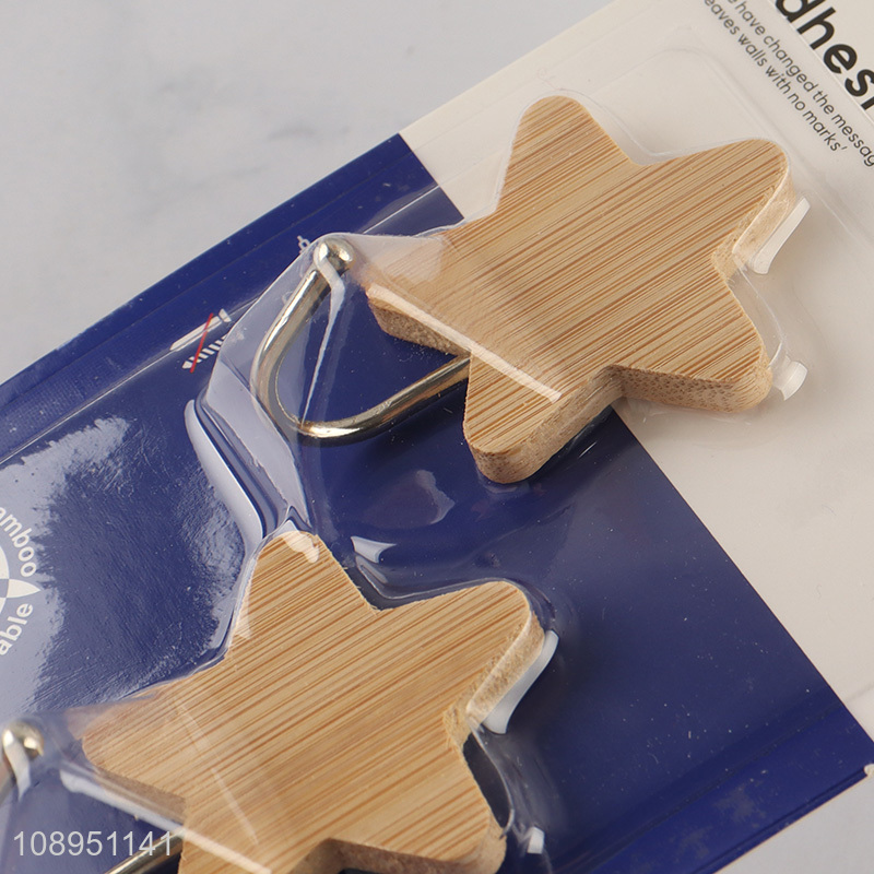 Factory Wholesale 2PCS Rudder Shape Bamboo Hook Wood Sticky Hooks