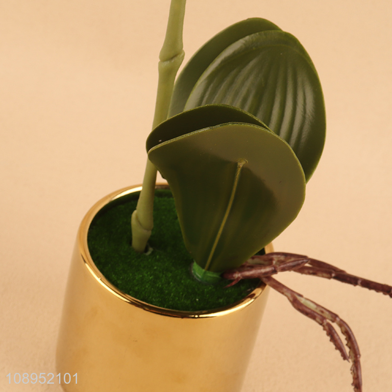 Hot Sale Artificial Orchid Flowers Potted Orchid in Ceramic Pot