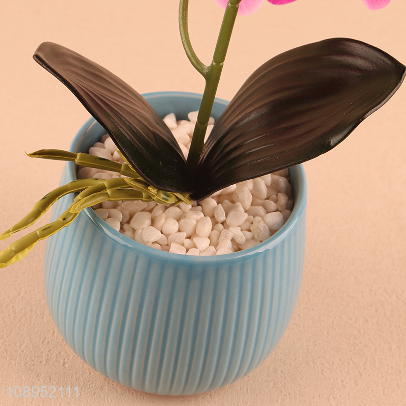 High Quality Artificial Orchid Fake Potted Plant for Bookshelf Decor