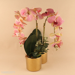 Hot Selling Fake Potted Plant Artitificial Orchid for Windowsill Decor