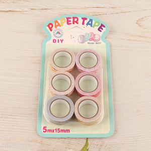 Hot Selling 6 Rolls Heart Pattern Washi Paper Tapes for DIY Scrapbooking