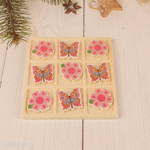 Good price butterfly series wooden tic tac toe toy for kids