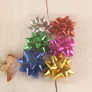 High Quality 6PCS Metallic Ribbon Star Bows for Gift Wrapping