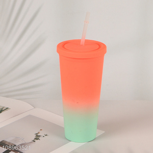 China products bpa free 700ml plastic water cup drinking cup with lid&straw