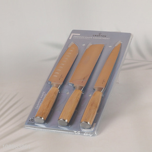 Popular products 3pcs premium knife assortment kitchen knife with bamboo handle