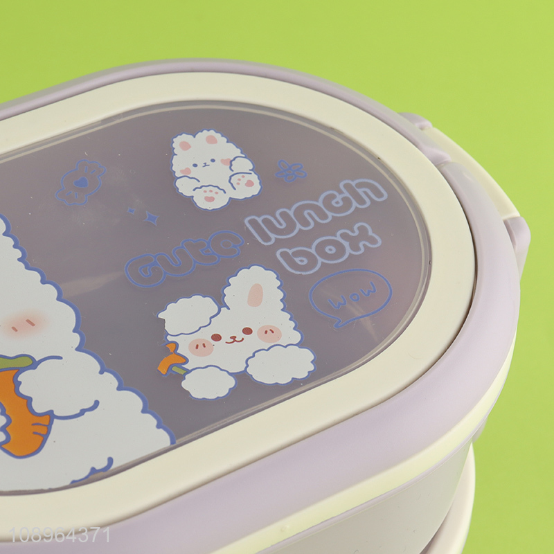 High Quality 2 Layers Cartoon Plastic Bento Box for Kids Teens Students