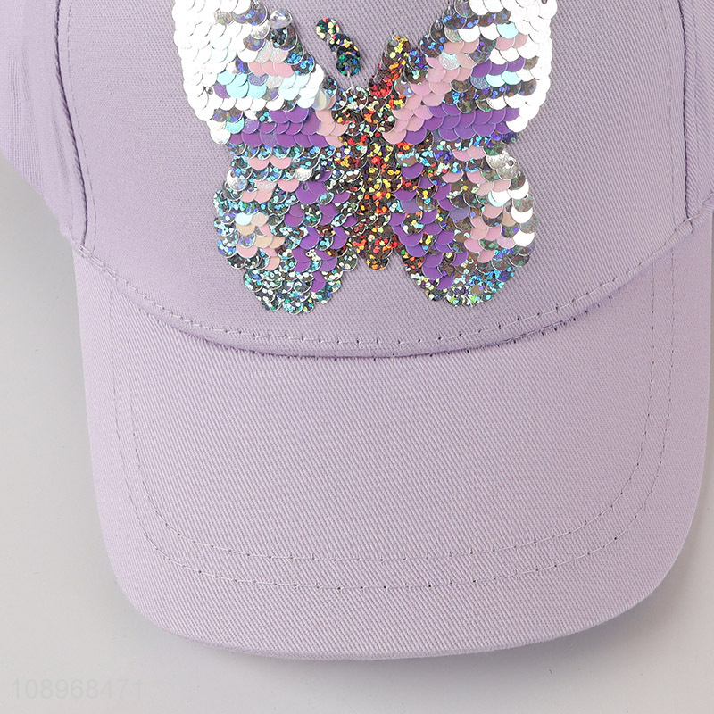 Factory direct sale butterfly pattern kids baseball hat sun hat