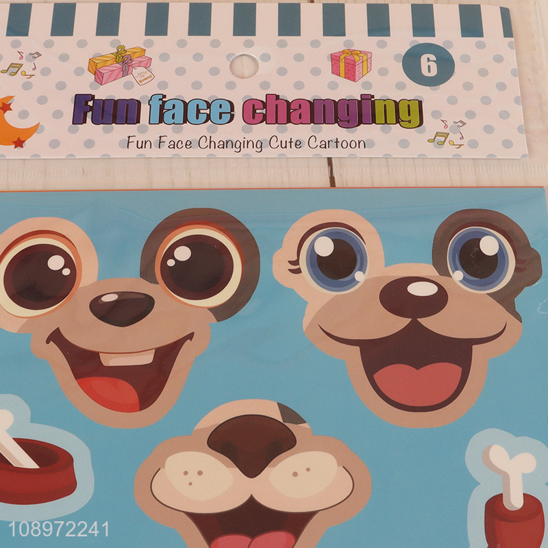 Factory price cartoon cute face changing sticker puzzle sticker