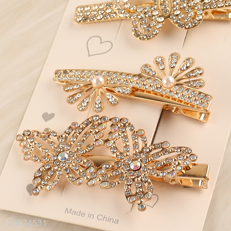 High Quality 5PCS Metal Rhinestone Hair Clips for Women Girls