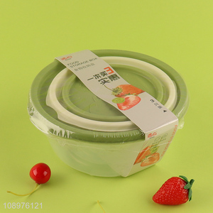 Good sale 3pcs round food container plastic storage box with lid