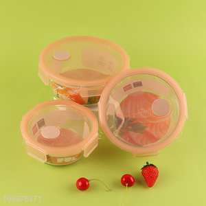 China wholesale round glass sealed food container storage box with lid