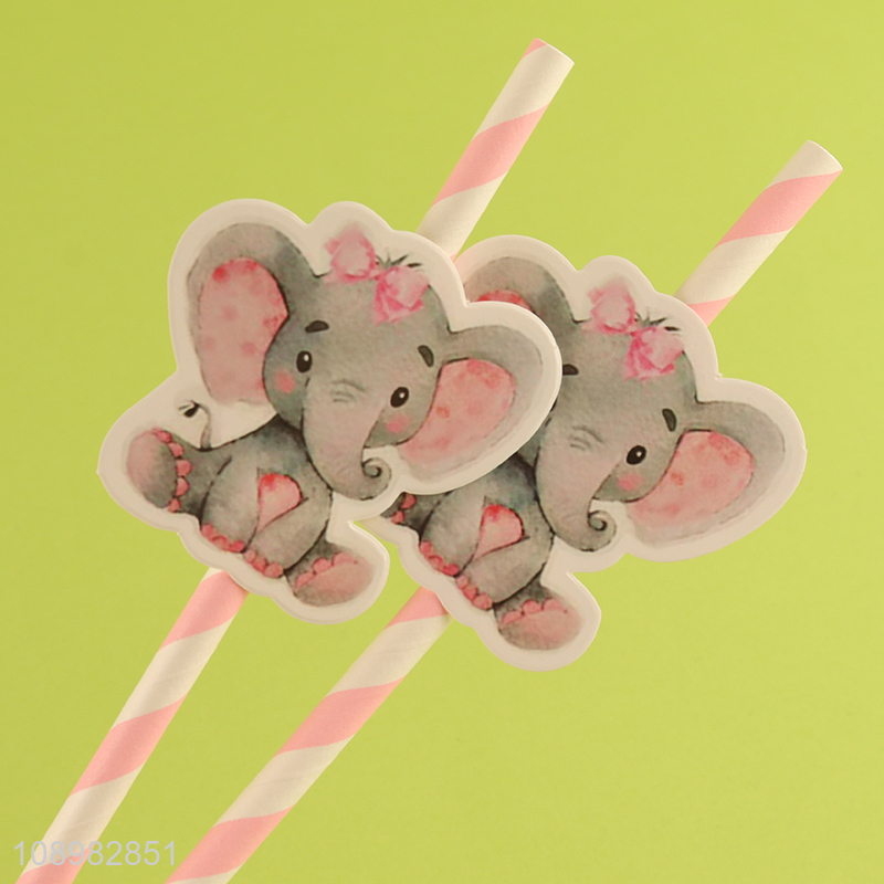 Good quality cartoon elephant disposable paper drinking straw for sale