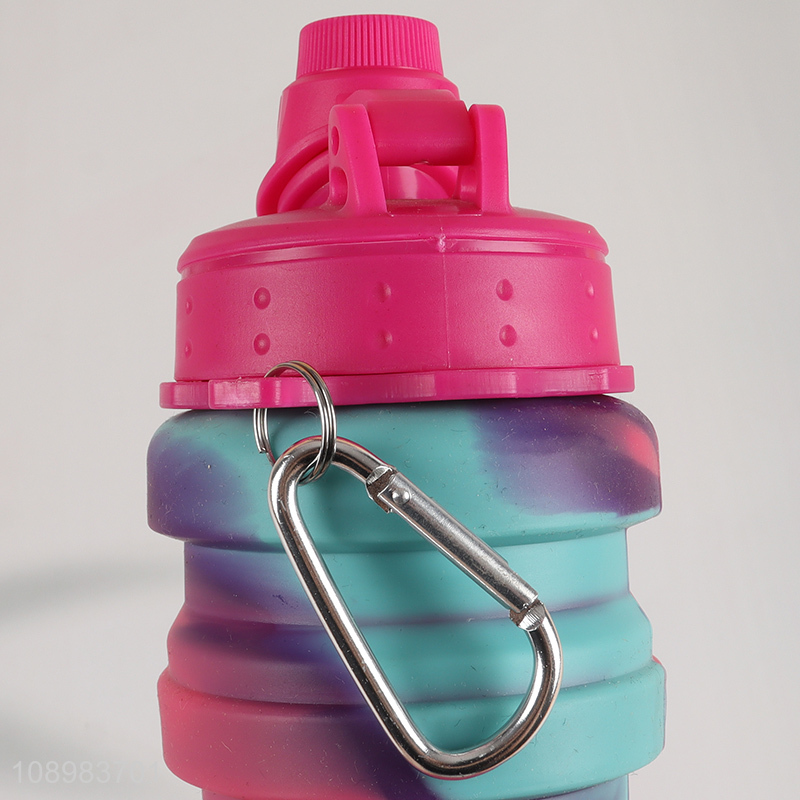 High Quality Collapsible BPA Free Silicone Water Bottle with Carabiner