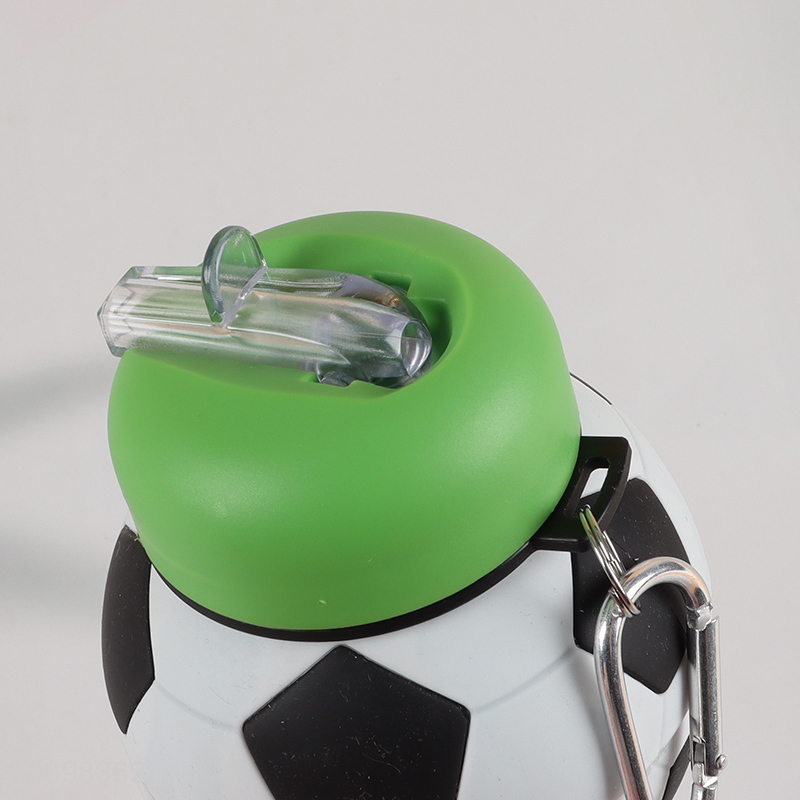 New Product Clip-On Collapsible BPA-Free Silicone Soccer Ball Water Bottle