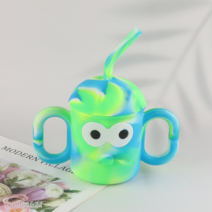 Yiwu market cartoon 350ml silicone water cup drinking cup for sale