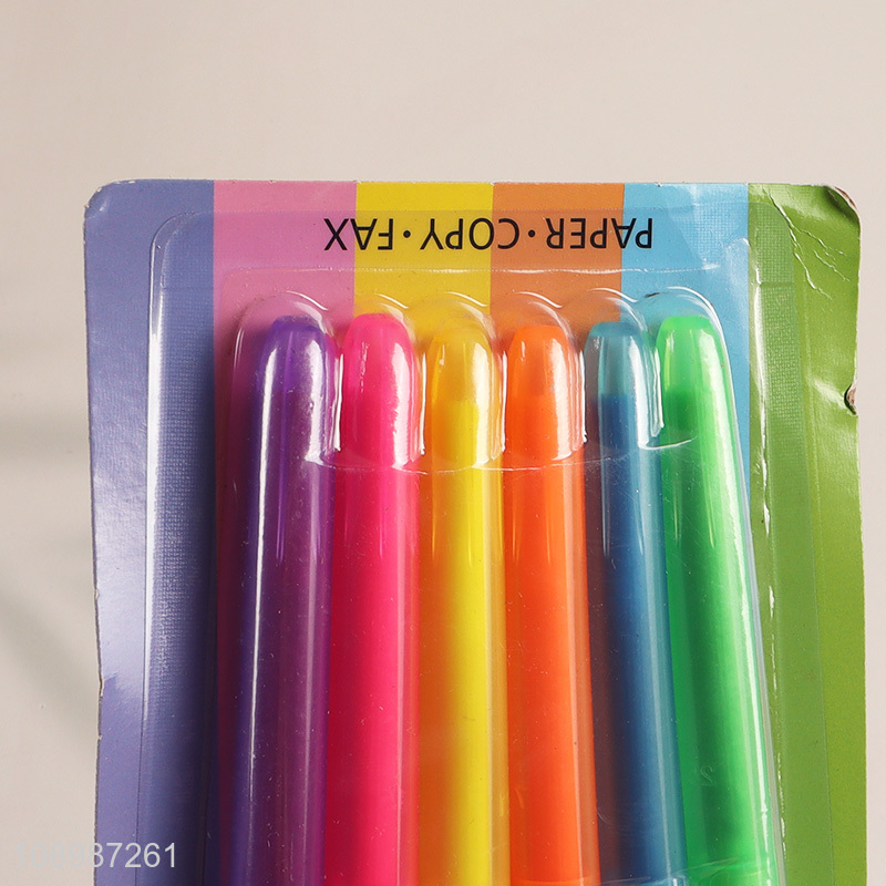 Factory Supply 6 Colors Highlighter Marker Pens for School Office Teacher