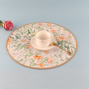 Good sale round flower pattern rubber place mat for home restaurant