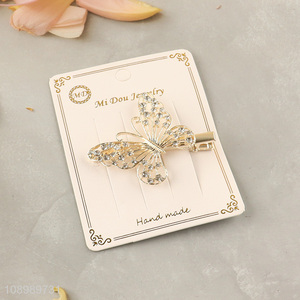 New product butterfly shape girls alloy <em>hairpin</em> diamond-encrusted <em>hairpin</em>