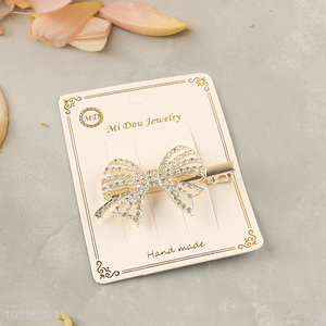 Online wholesale bowknot alloy hair accessories diamond-encrusted hairpin for girls