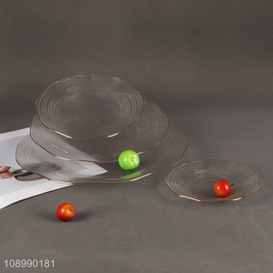 High Quality Gold Brim Footed Glass Fruit Plate Fruit Snacks Tray