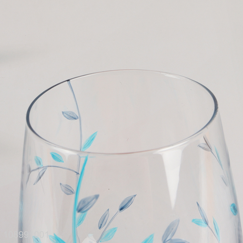 Hot Selling Leaf Pattern Stemless Champagne Flute Champagne Wine Glasses