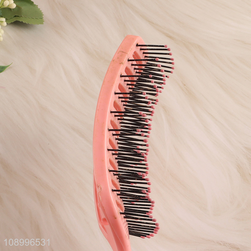 Online Wholesale Curved Vented Detangling Hair Brush with Nylon Bristles