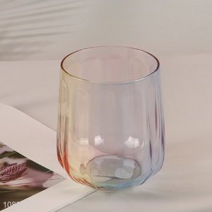 Wholesale Rainbow Color Lead Free Glass Water Tumbler Stemless Wine Glasses