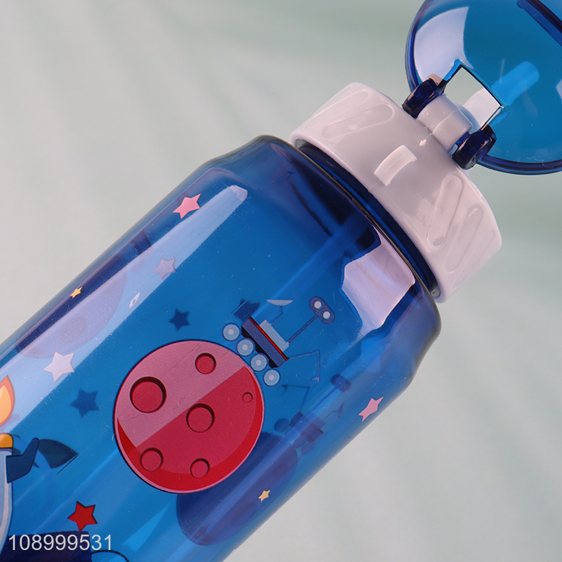 Factory price cartoon children portable plastic water bottle with straw