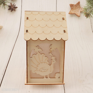 Hot Sale Hanging Thanksgiving Led Light Wooden House for Thanksgiving Decor