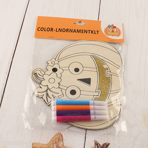 New Arrival Halloween DIY Coloring Wooden Craft Kit Holiday Hanging Ornaments