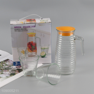 New arrival 3pcs home <em>glass</em> drinkware <em>glass</em> <em>cup</em> <em>glass</em> water jug set