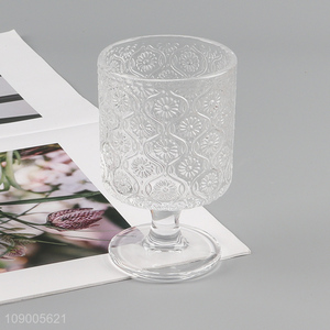 Top quality clear <em>glass</em> embossed coffee <em>cup</em> juice <em>cup</em> wine glasses