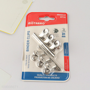 Good Quality 6PCS Heavy Duty Stainless Steel Binder Clips Office Supplies