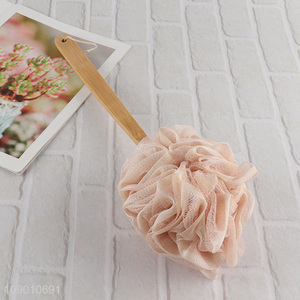 Online Wholesale Mesh Loofah Bath Brush with Long Bamboo Handle