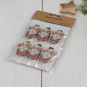 China factory 6pcs wooden decorative paper clips wooden clips set