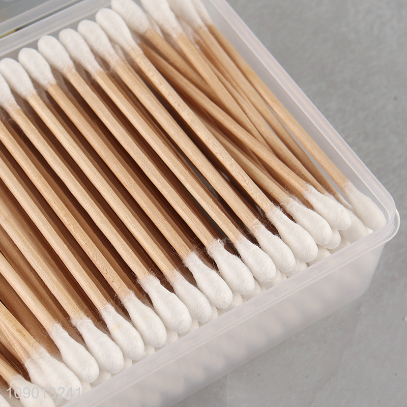 China Product 120 Pieces Natural Cotton Swabs with Wooden Sticks