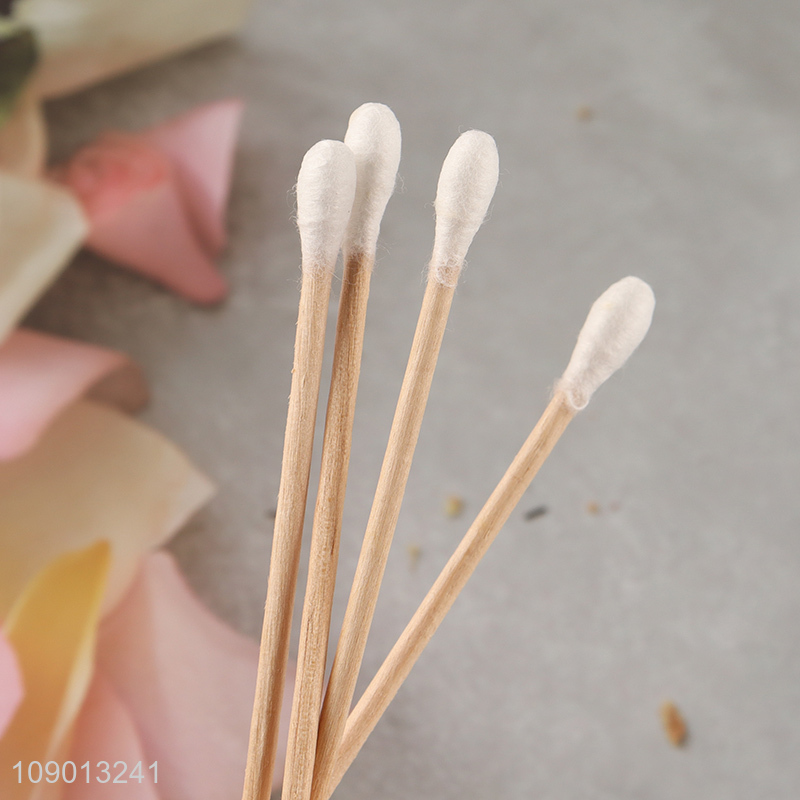 China Product 120 Pieces Natural Cotton Swabs with Wooden Sticks