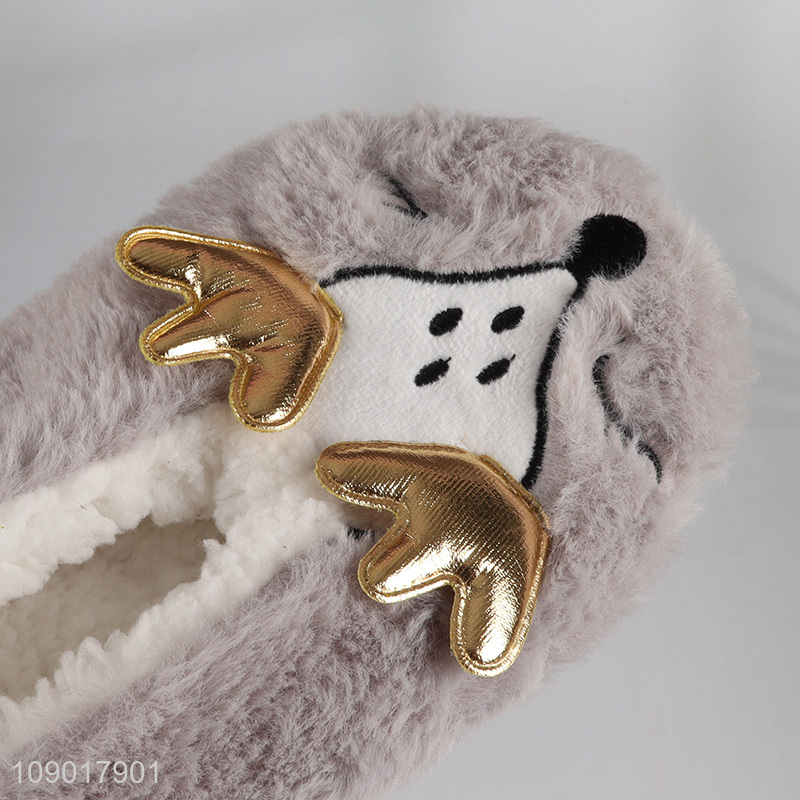 China factory cartoon winter warm plush non-slip home slippers for women