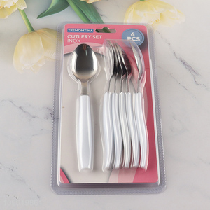 China Imports 6PCS Tea Spoons Plastic Handle Stainless Steel Tea Spoons