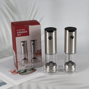 Best sale stainless steel automatic electric salt and pepper grinder set