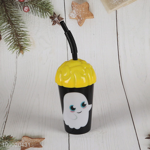 New arrival ghost pattern plastic water cup drinking cup with straw