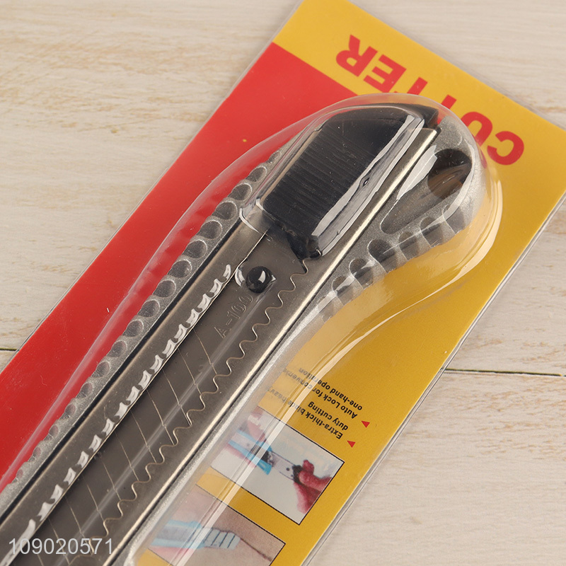 New Arrival 18mm Aluminum Alloy Utility Knife Retractable Box Cutter for Cartons