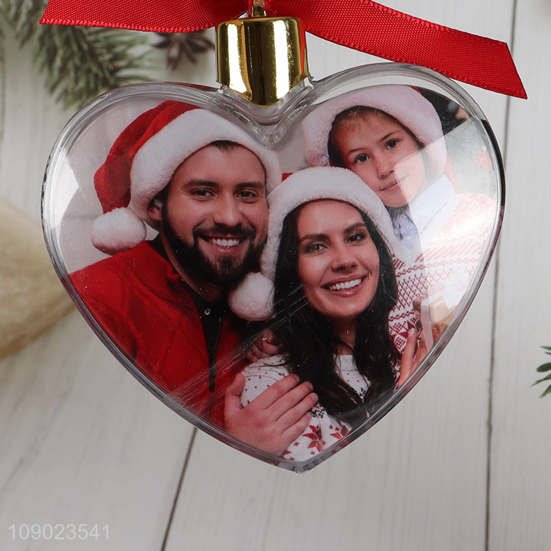 Online wholesale heart shape Christmas decoration mini hanging photo frame ball