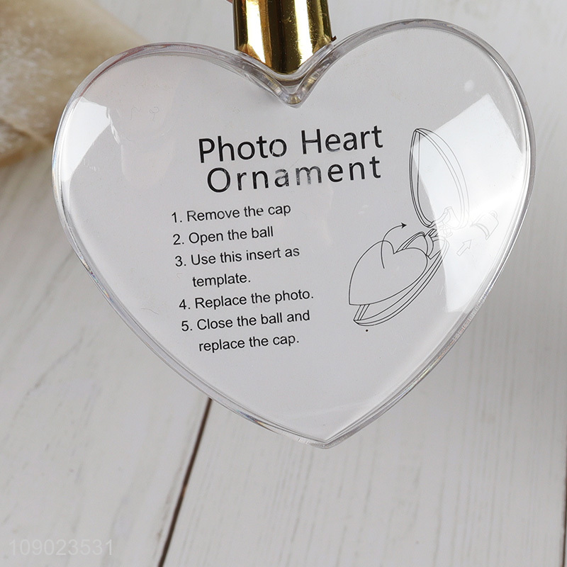 Factory direct sale heart shape Xmas tree hanging ornaments photo frame ball