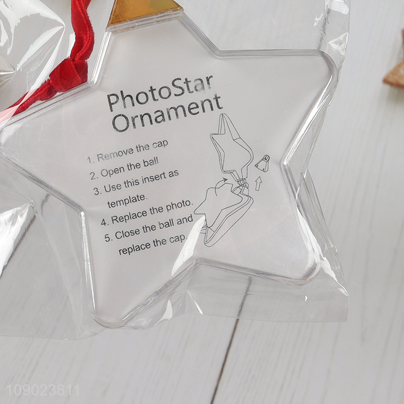 China products star shape photo frame hanging ornaments for Christmas tree