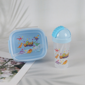 China supplier 2pcs cartoon plastic water cup lunch box set for children