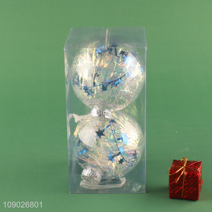 China products 2pcs PET clear Christmas ball Christmas hanging ornaments for decoration