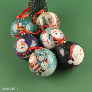 Top sale round cartoon printed decorative Christmas tree hanging ornaments Christmas ball